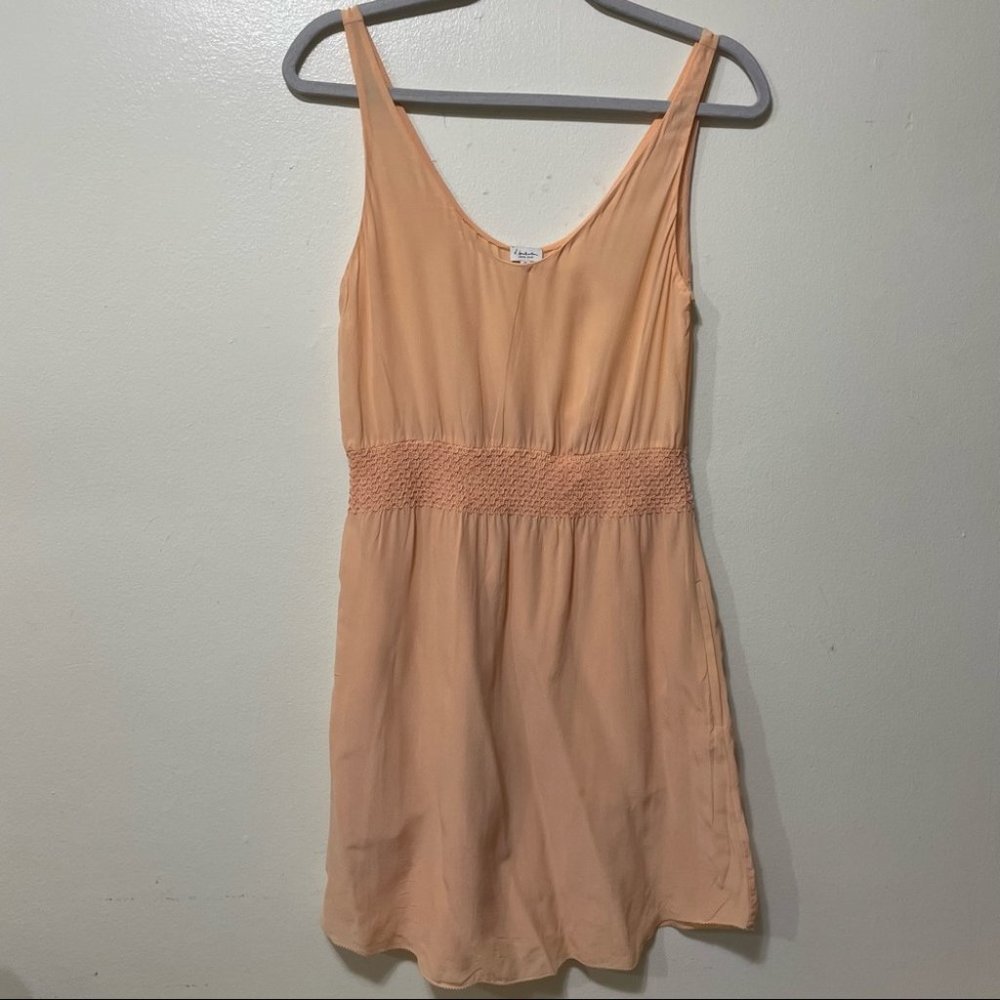✨2/$40✨ Babaton Blythe 100% silk drop waist sleeveless skater dress peach